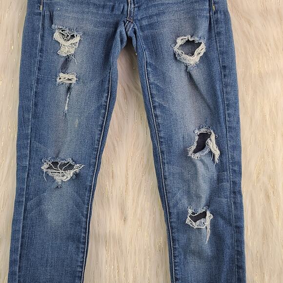 American Eagle Outfitters Jegging Distressed Skinny Jeans Med Wash Stretch Sz 2 - Picture 3 of 7